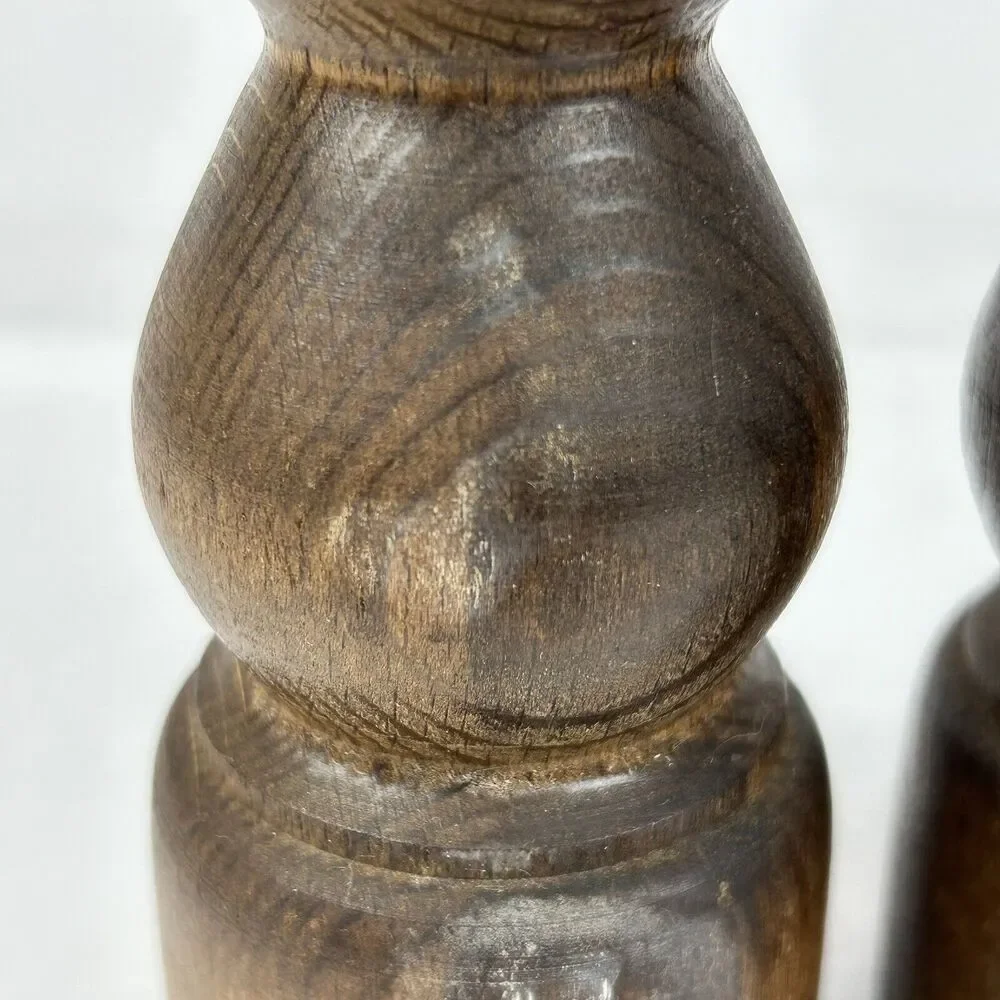 Vintage Lobeco Salt & Pepper Shaker Mill Japan 9" Wooden Spindle Farmhouse - Picture 9 of 13